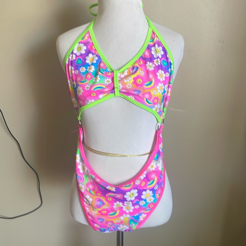 Pink and green festival bodysuit